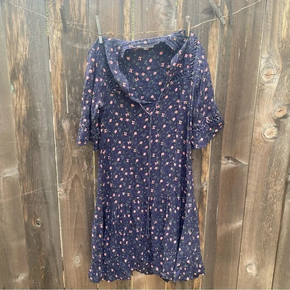 Apiece Apart Navy Floral Midi Dress size 0